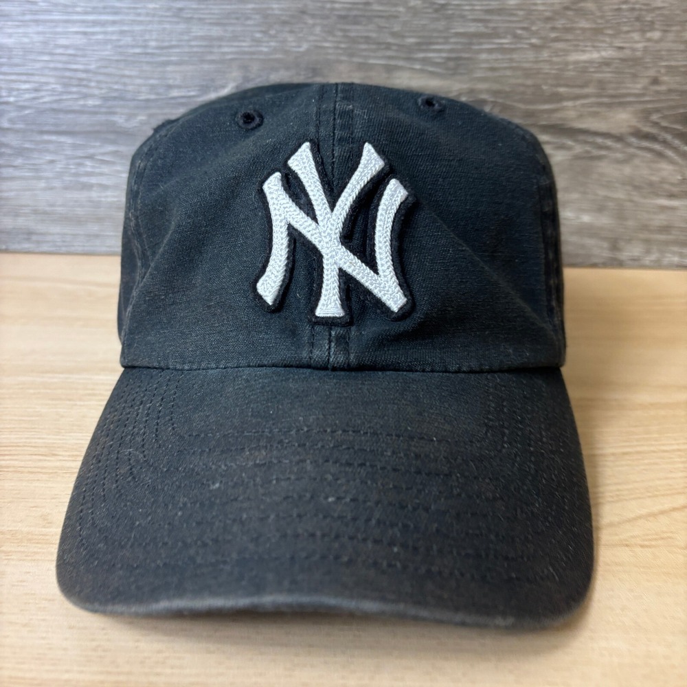 New York Yankees Hat Cap Strap Back Black Faded MLB Baseball '47 - Picture 3 of 9